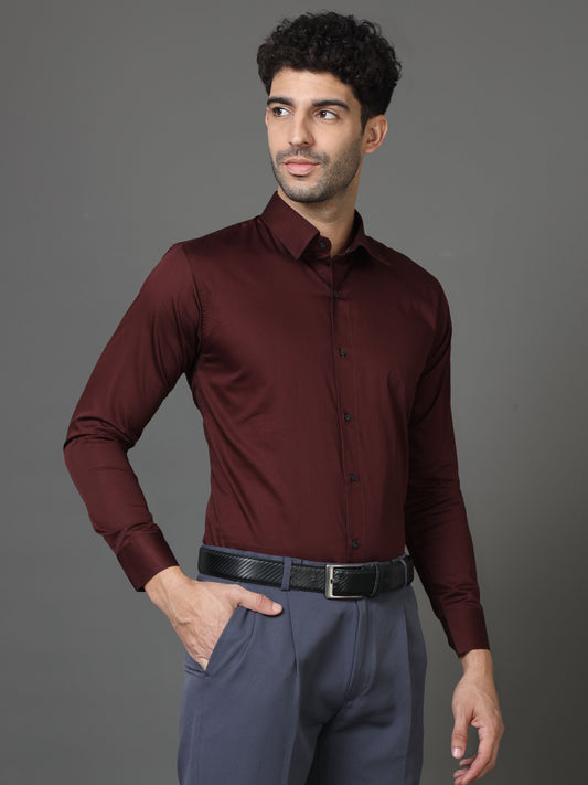 Formal Wine Solid Shirt - Three Bears