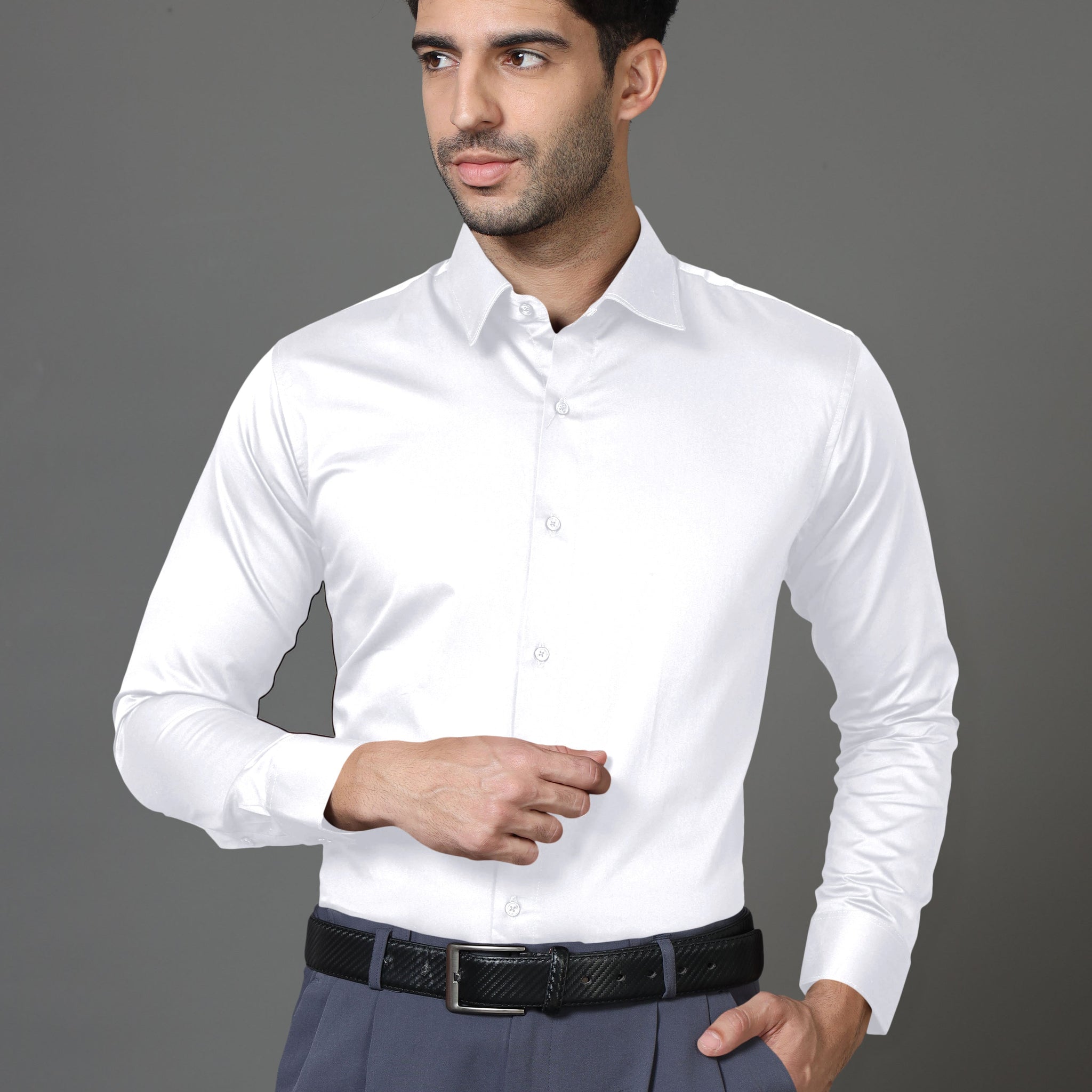 Formal White Solid Shirt - Three Bears