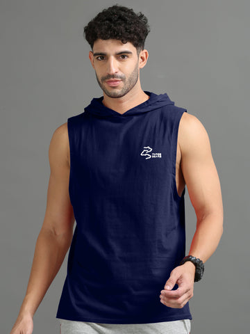 Navy Blue Sleeveless Hoodie