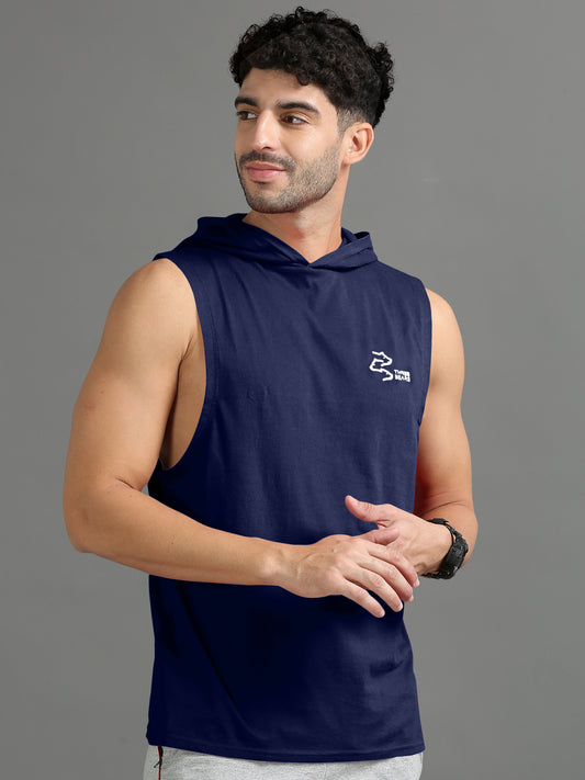 Navy Blue Sleeveless Hoodie